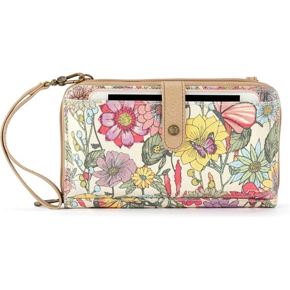 Large Smartphone Crossbody Bag Coated Canvas Women Stylish Organizes Essentials